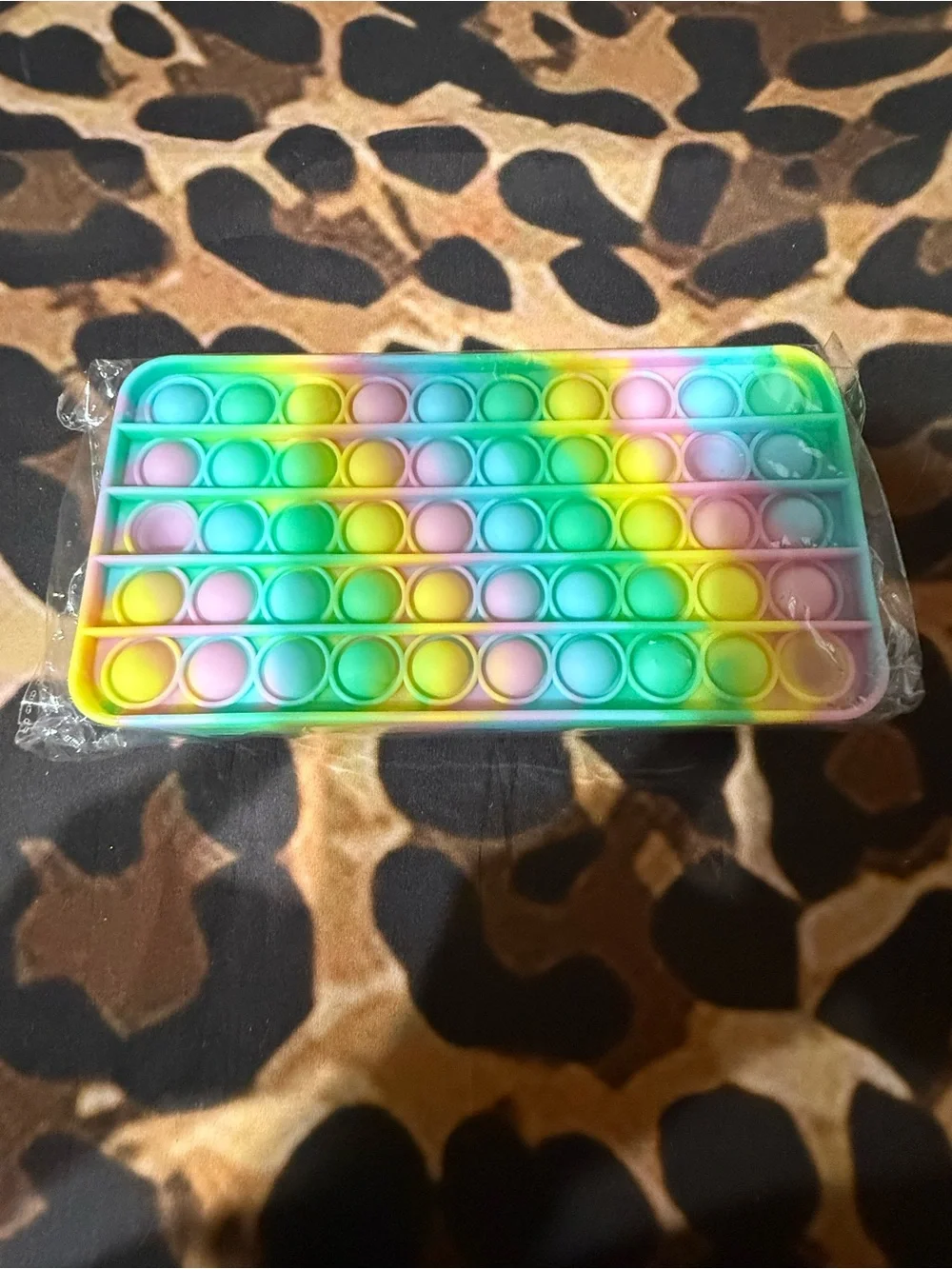 Rainbow Pastel Rectangle Pop-It Fidget Toy for Kids- pencil case with zipper